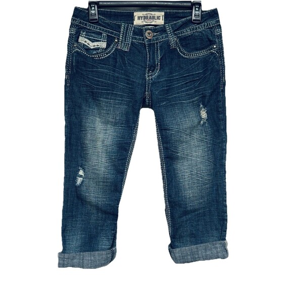 Hydraulic Gramercy Women's Crop / Capri Cuffed Jeans Size 6 Flap Pockets - Picture 1 of 5